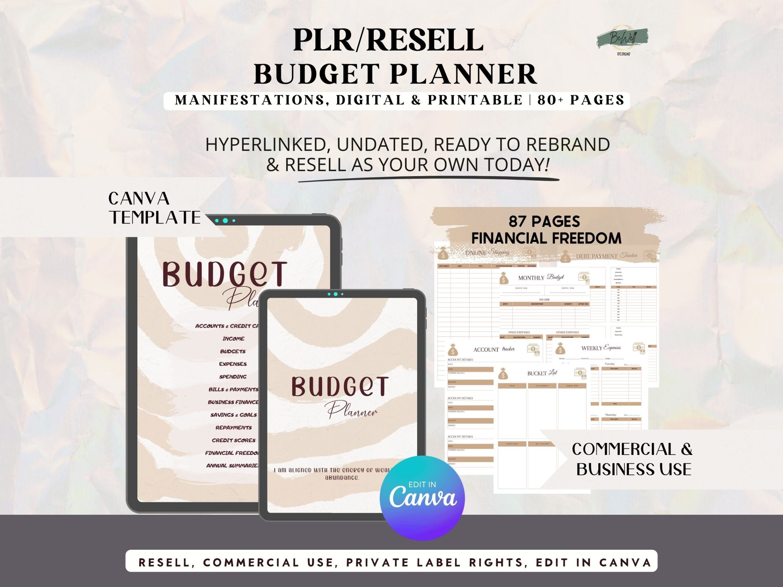 PLR, Budget and Finance Manifestation Planner – Natural Beige