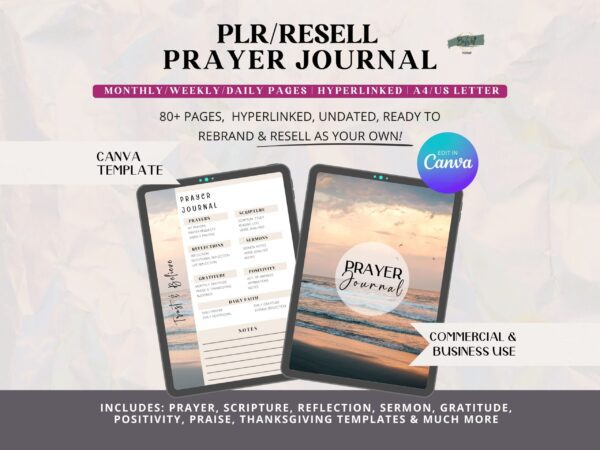 PLR, Resell, Commercial Use Prayer Journal Template, Faith Journal, Canva Journal Template, Editable Journal, Canva Templates, Digital - Image 11
