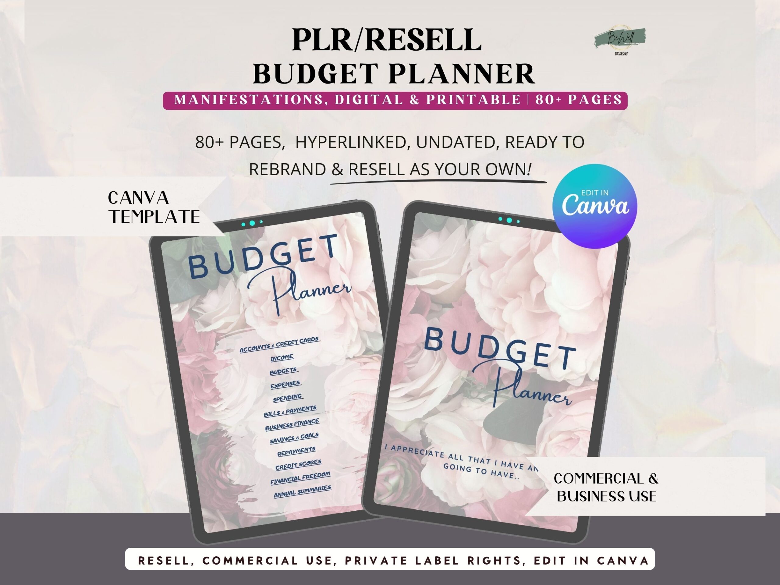 PLR, Budget and Finance Manifestation Planner – Blush