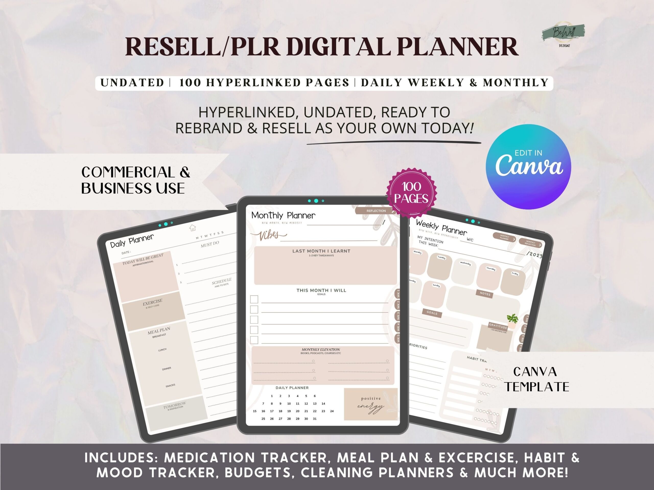 PLR Digital Monthly Planner – Aesthetic Beige