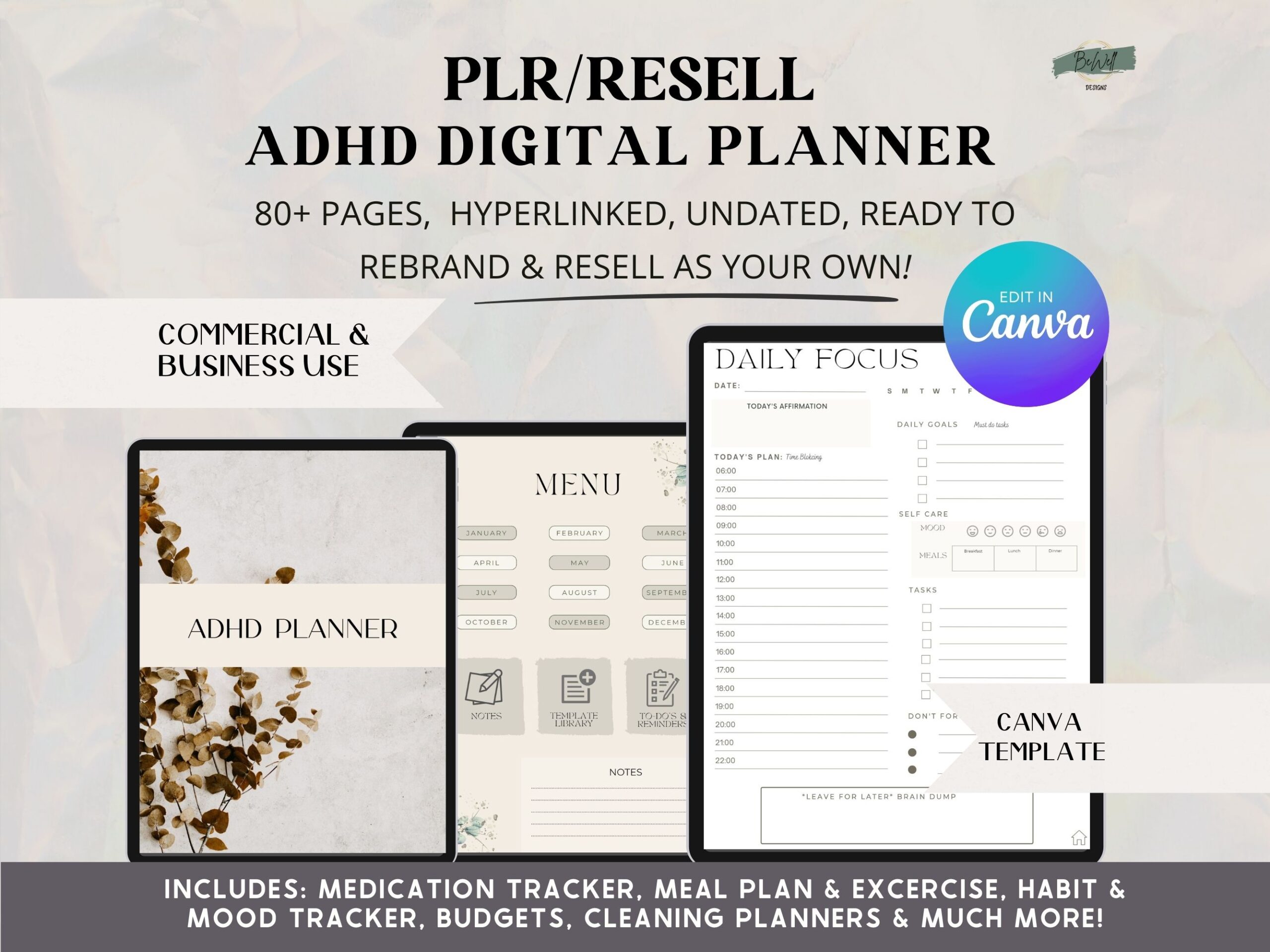 PLR ADHD Digital Planner