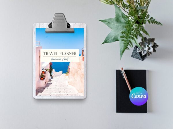 PLR, Resell, Commercial Use Travel Planner Template, Vacation planner, Travel Itinerary, Editable Canva Template, Packing List - Image 4