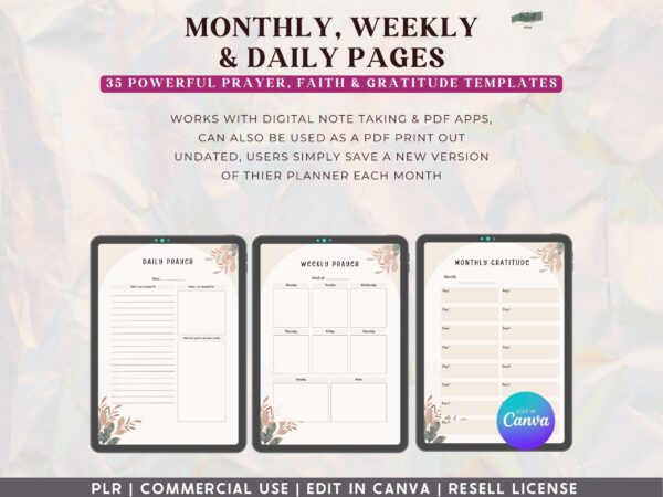 PLR, Resell, Commercial Use Prayer Journal Template, Faith Journal, Canva Journal Template, Editable Journal, Canva Templates, Digital, - Image 10