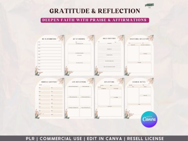 PLR, Resell, Commercial Use Prayer Journal Template, Faith Journal, Canva Journal Template, Editable Journal, Canva Templates, Digital, - Image 8