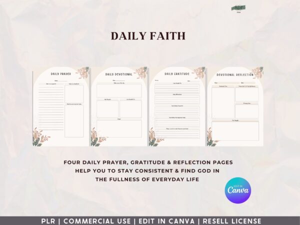 PLR, Resell, Commercial Use Prayer Journal Template, Faith Journal, Canva Journal Template, Editable Journal, Canva Templates, Digital, - Image 7
