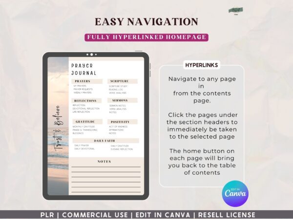 PLR, Resell, Commercial Use Prayer Journal Template, Faith Journal, Canva Journal Template, Editable Journal, Canva Templates, Digital - Image 10