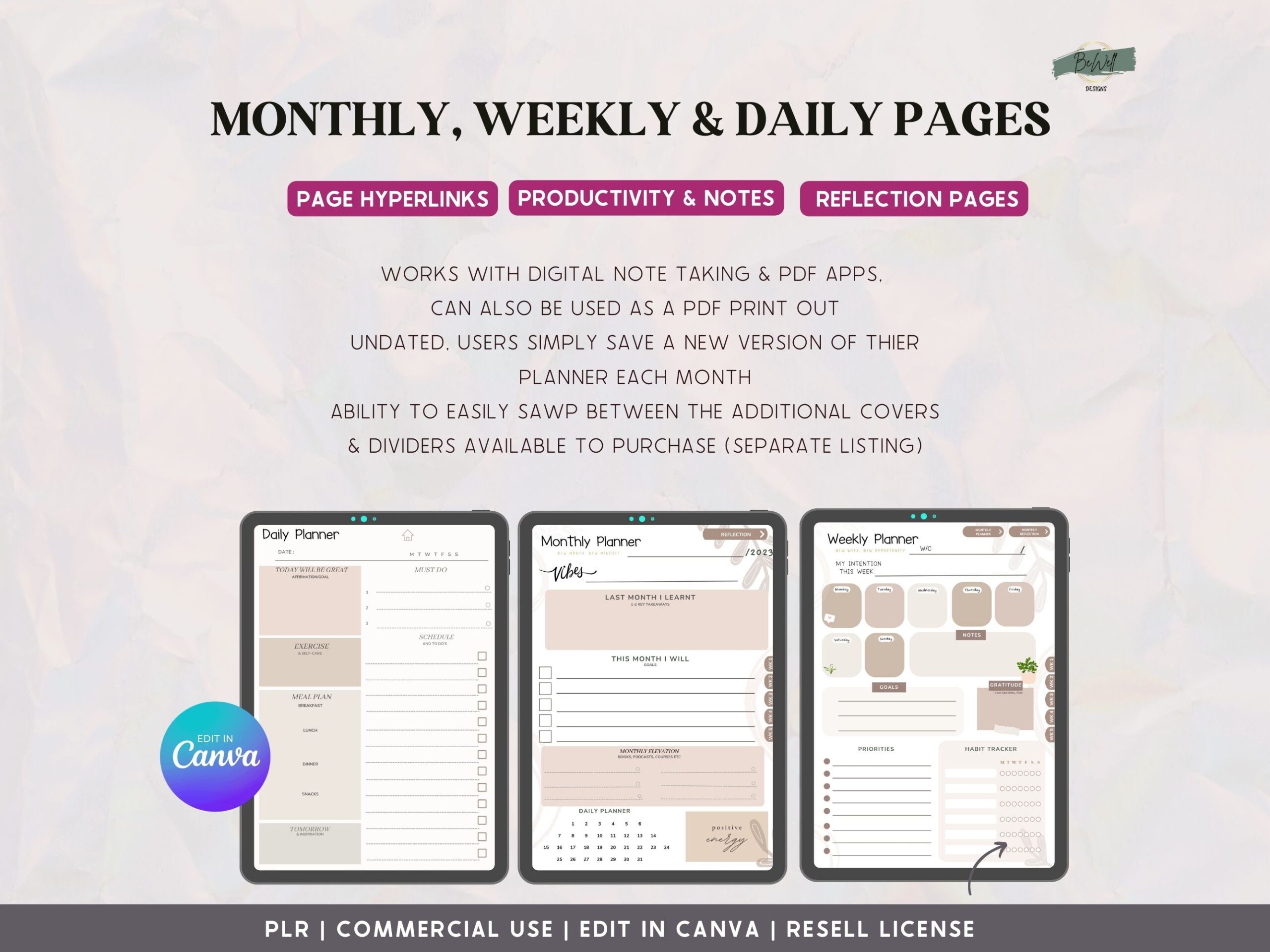 PLR Digital Monthly Planner – Aesthetic Beige