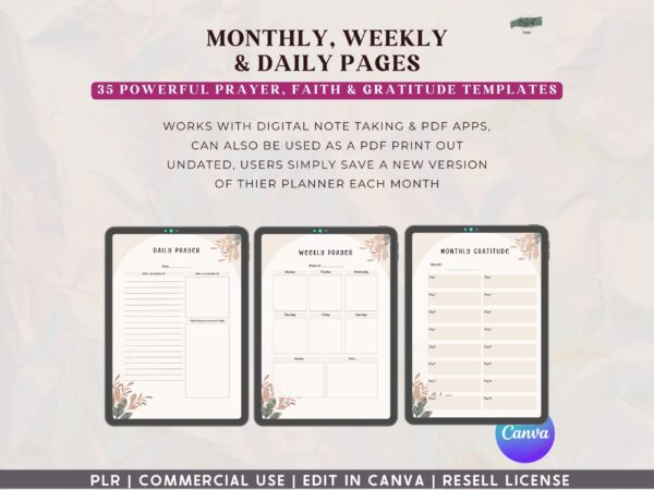 PLR, Resell, Commercial Use Prayer Journal Template, Faith Journal, Canva Journal Template, Editable Journal, Canva Templates, Digital - Image 9