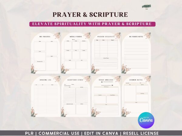 PLR, Resell, Commercial Use Prayer Journal Template, Faith Journal, Canva Journal Template, Editable Journal, Canva Templates, Digital - Image 8