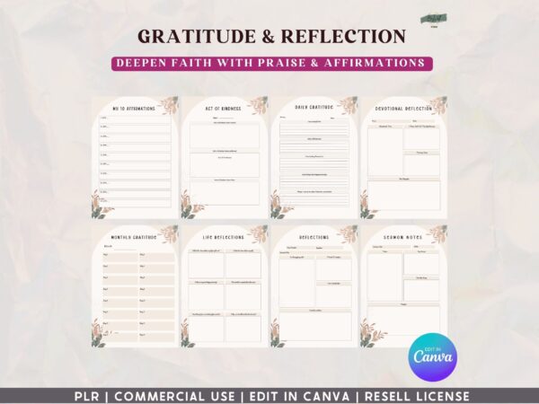 PLR, Resell, Commercial Use Prayer Journal Template, Faith Journal, Canva Journal Template, Editable Journal, Canva Templates, Digital - Image 7