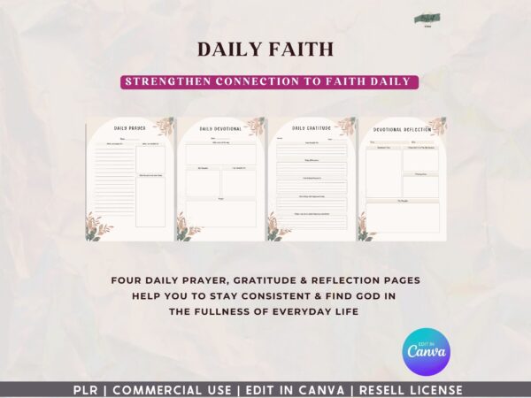 PLR, Resell, Commercial Use Prayer Journal Template, Faith Journal, Canva Journal Template, Editable Journal, Canva Templates, Digital - Image 6