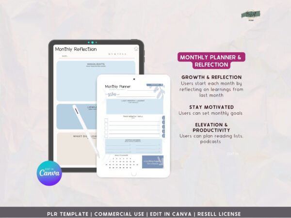 Editable Blue PLR Digital Planner in Canva