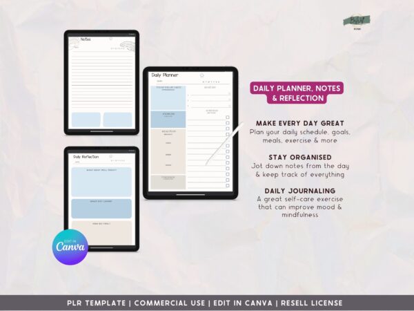 Business Ideas with Blue PLR Digital Planner Template