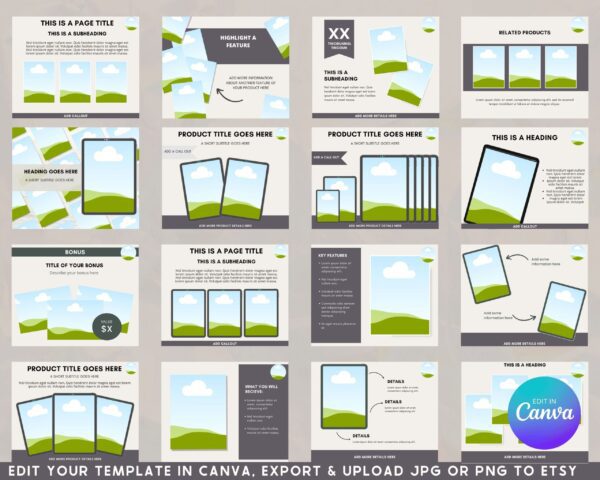 40 Etsy Listing Image Mockups Canva Templates, Listing Templates, Customizable. Aesthetic, Digital Products, Etsy Seller Promotion Branding - Image 5