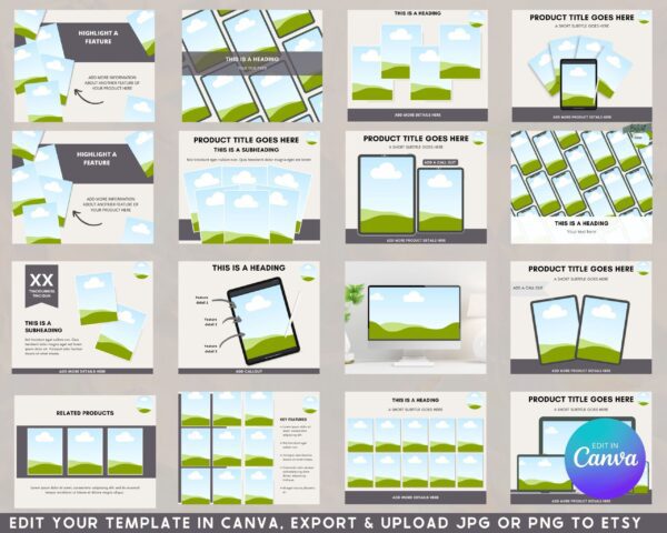 40 Etsy Listing Image Mockups Canva Templates, Listing Templates, Customizable. Aesthetic, Digital Products, Etsy Seller Promotion Branding - Image 4