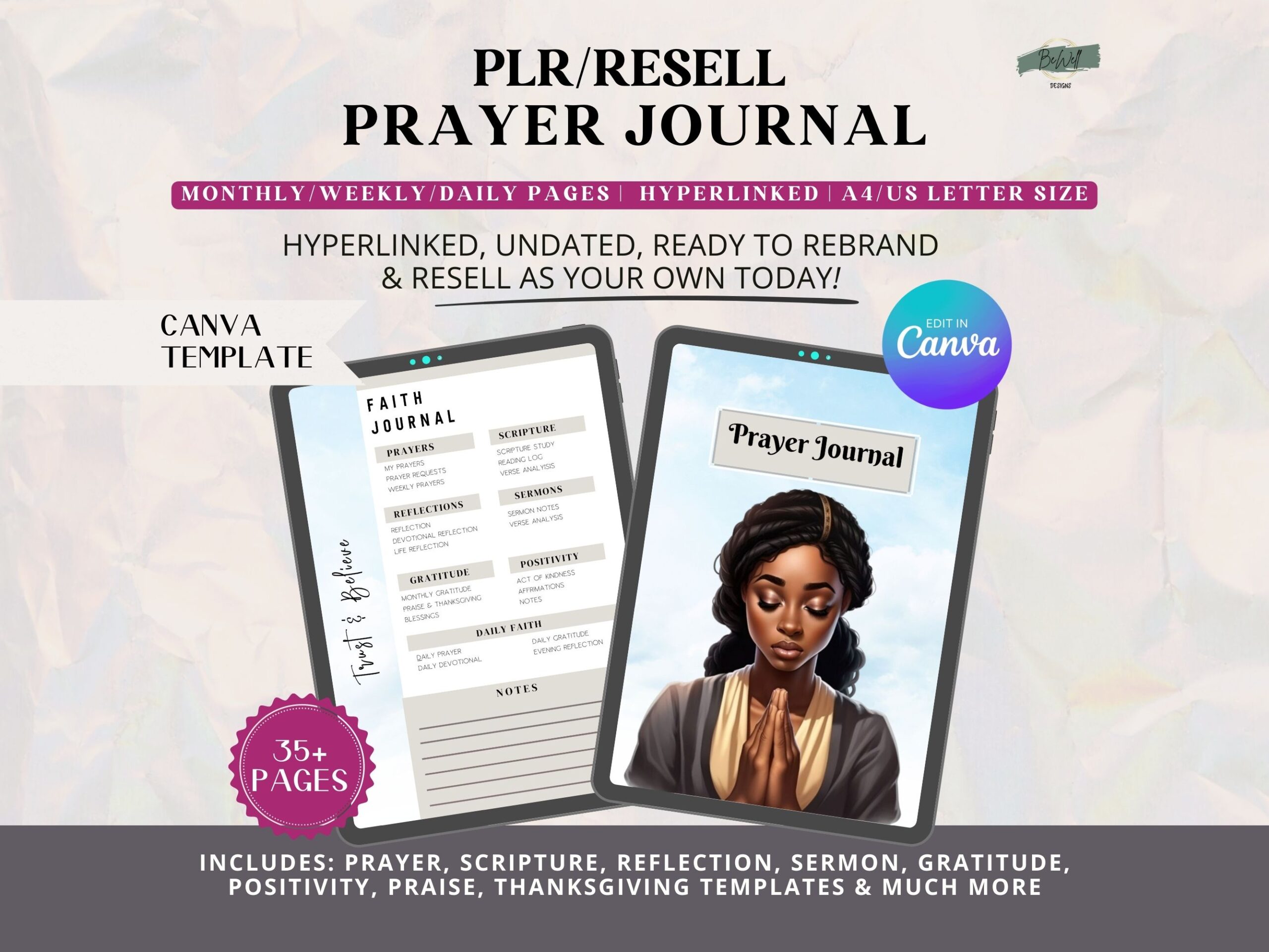 PLR, Resell, CommerGodcial Use Prayer Journal Template, Faith Journal, Canva Journal Template, Editable Journal, Canva Templates, Digital,